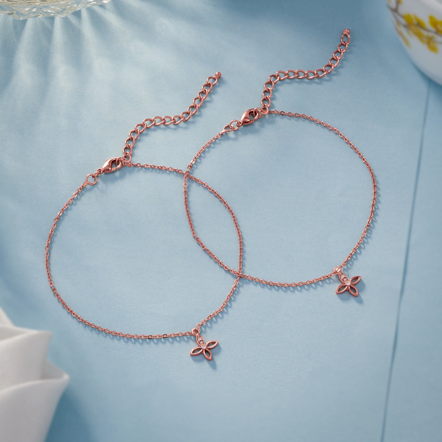 rose gold blossom grace anklets