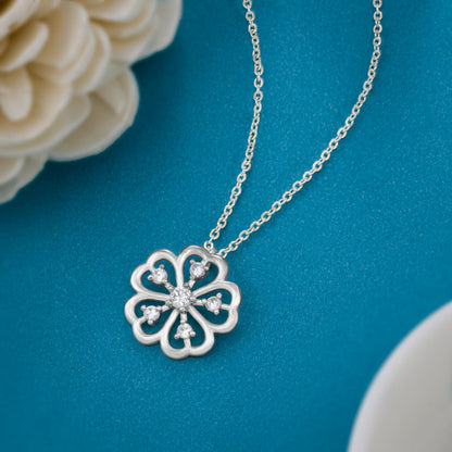 Silver Necklace with a Clover Design