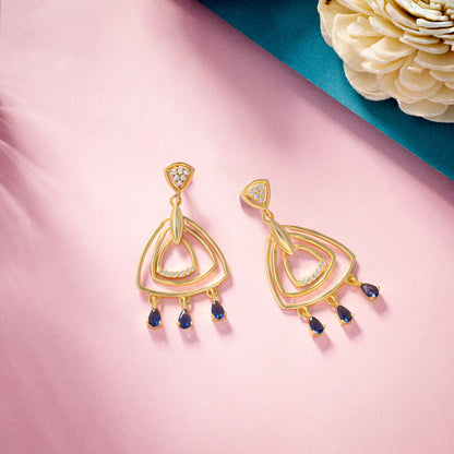 Pair of Golden Earrings with Diamonds