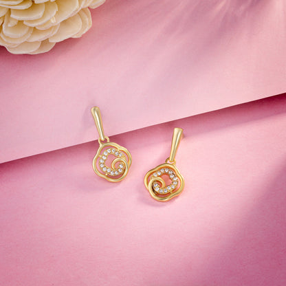 Golden Earrings with White Diamonds