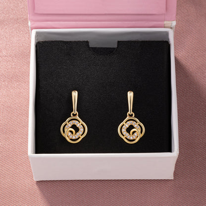 Golden Earrings with White Diamonds