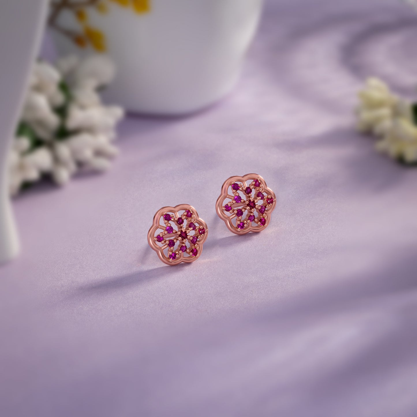 rose gold earrings with diamonds