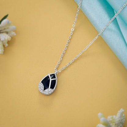 Silver Necklace with a Large Tear Shaped Pendant