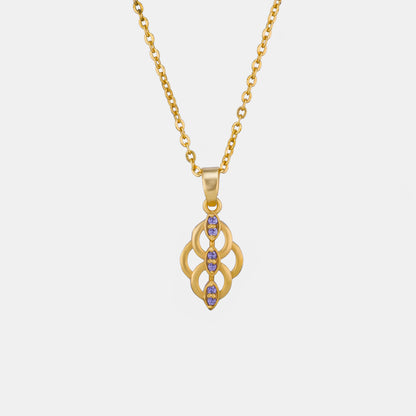 Golden Necklace with a Purple Stone