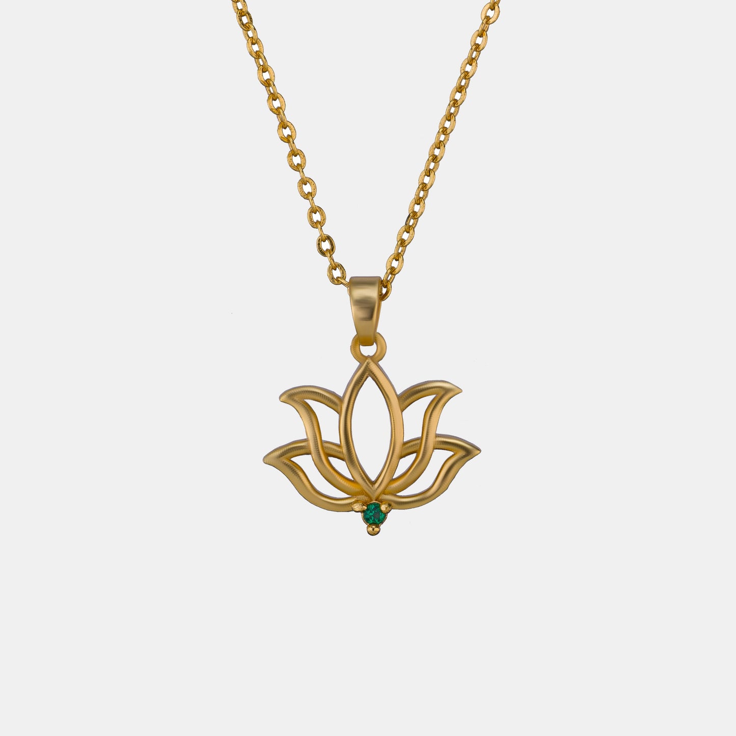 golden necklace with a lotus flower