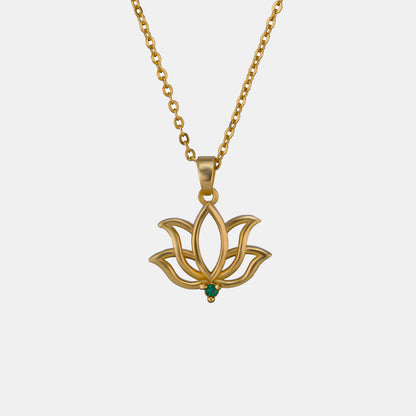 Golden Necklace with a Lotus Flower