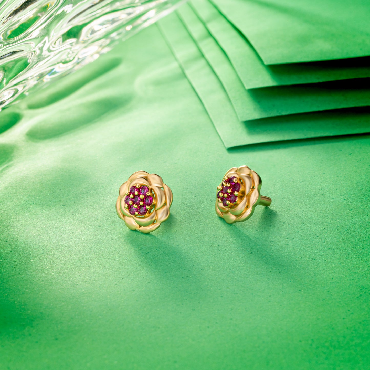 red blooming grace studs