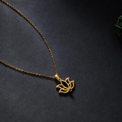 Golden Necklace with a Lotus Flower