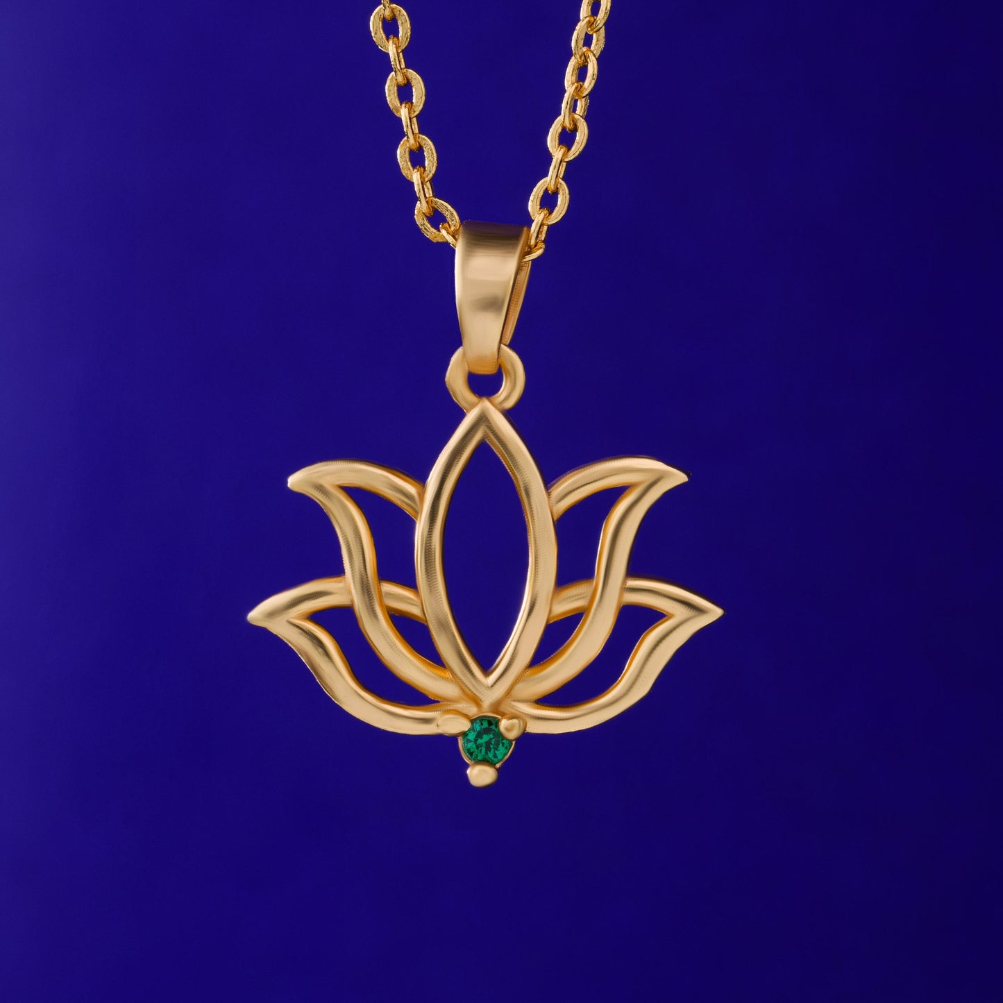 golden necklace with a lotus flower