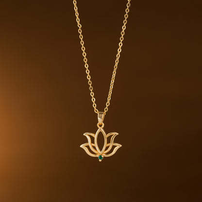 Golden Necklace with a Lotus Flower