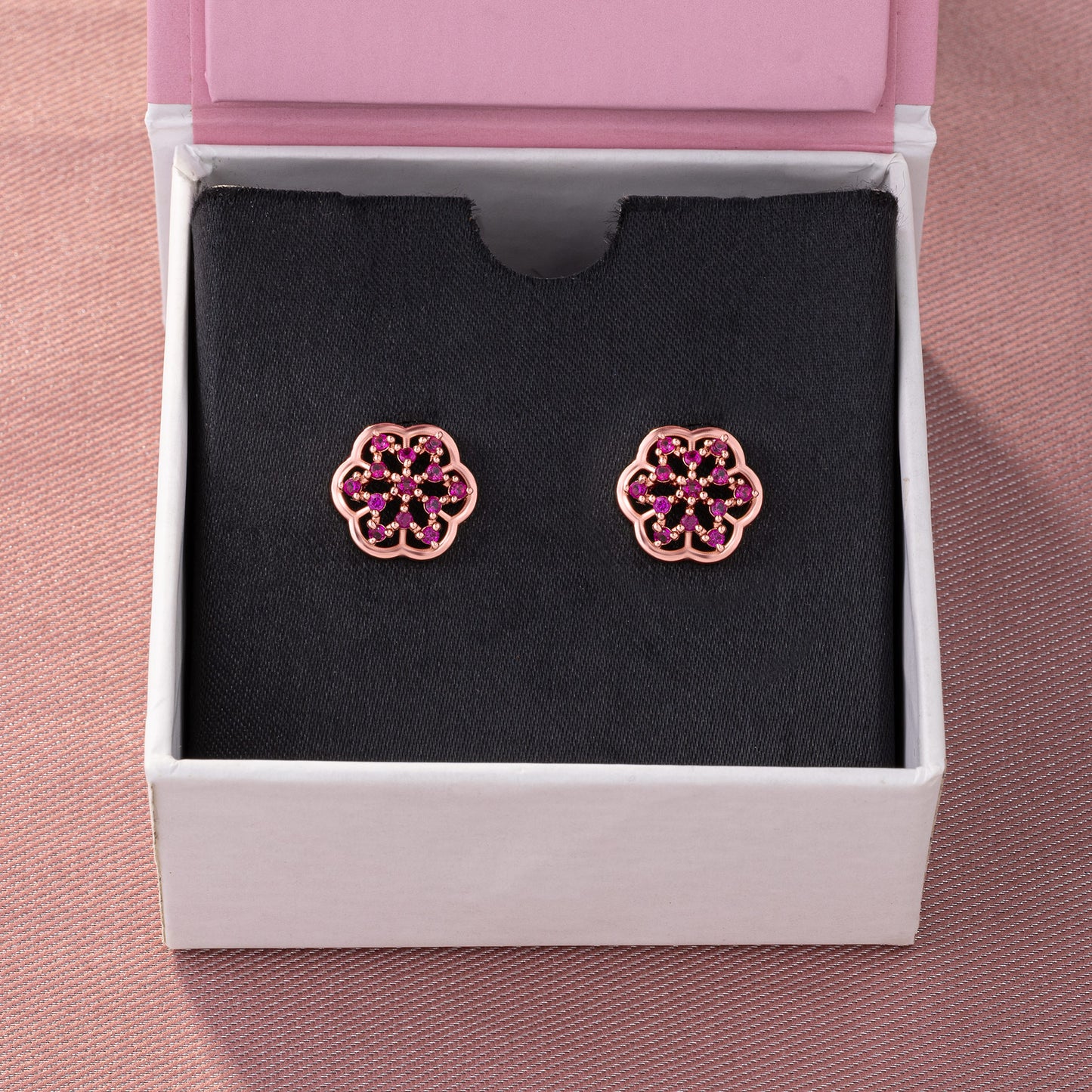 rose gold earrings with diamonds