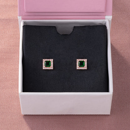 Exquisite Emerald and Diamond Stud Earrings