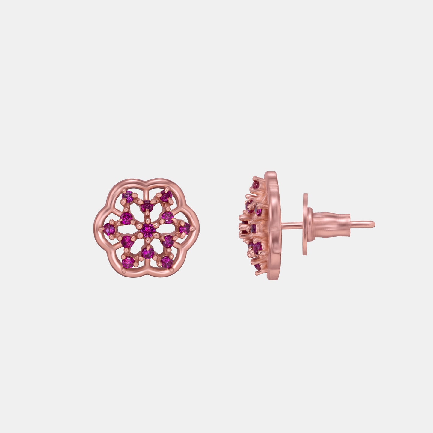 rose gold earrings with diamonds