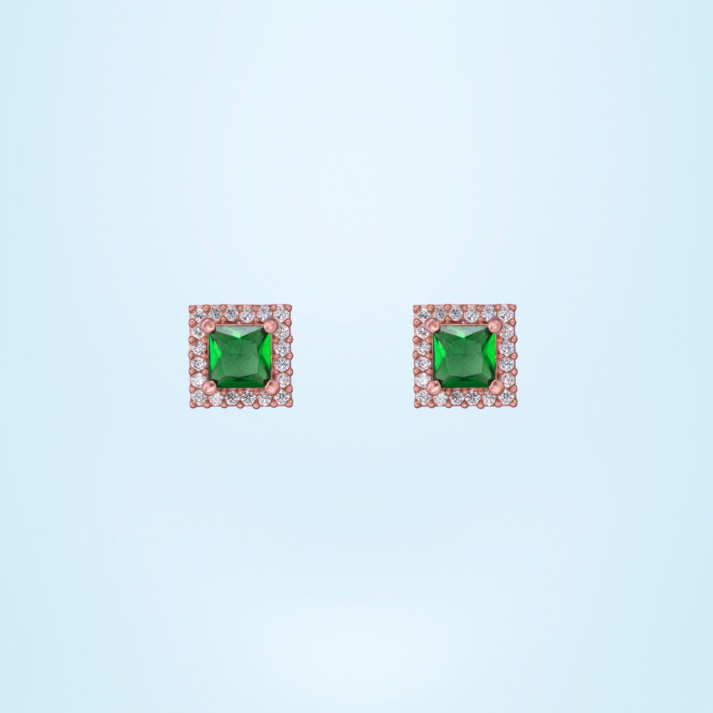 exquisite emerald and diamond stud earrings