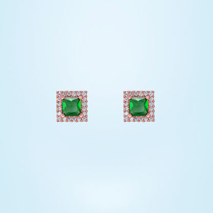 Exquisite Emerald and Diamond Stud Earrings