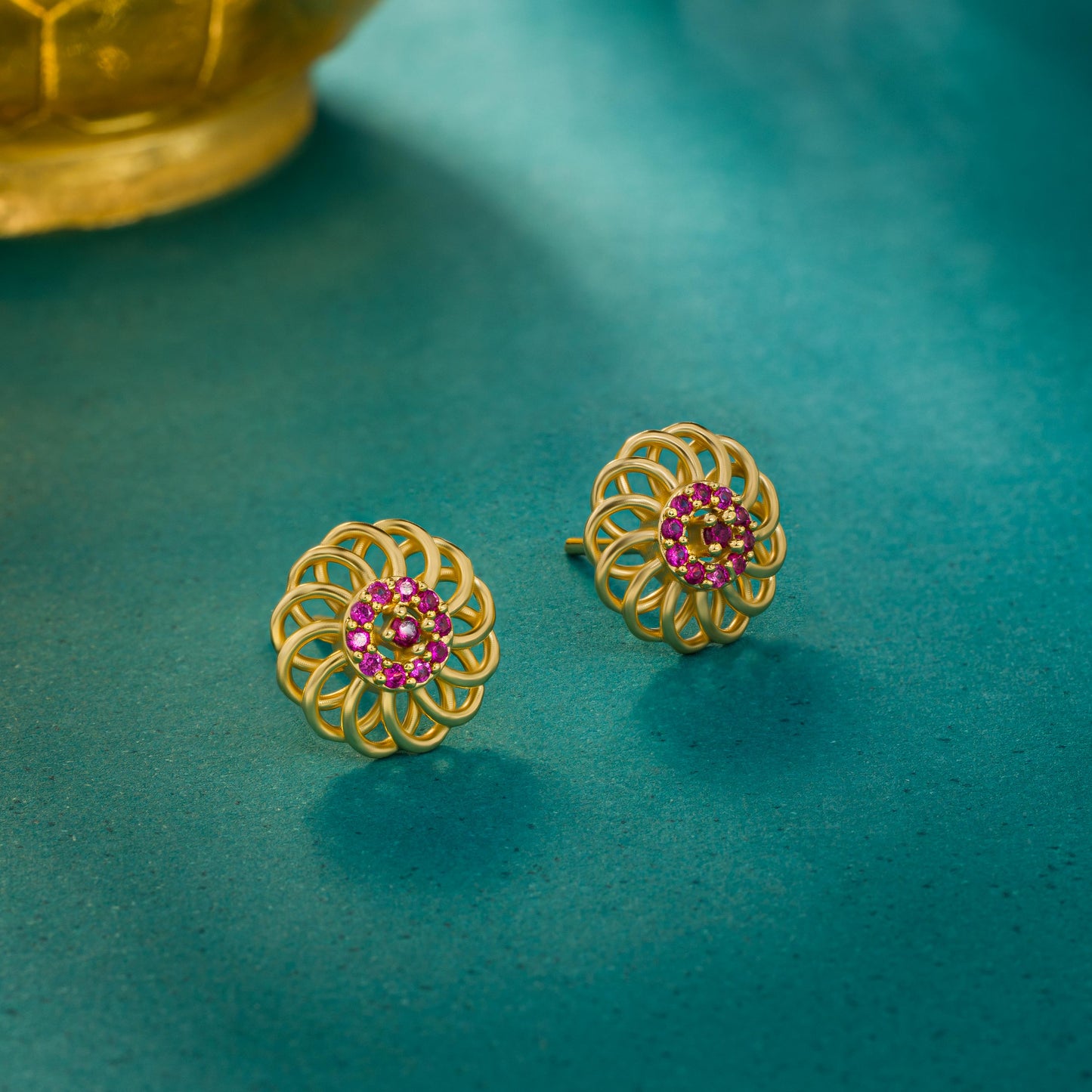 red radiant bloom earrings