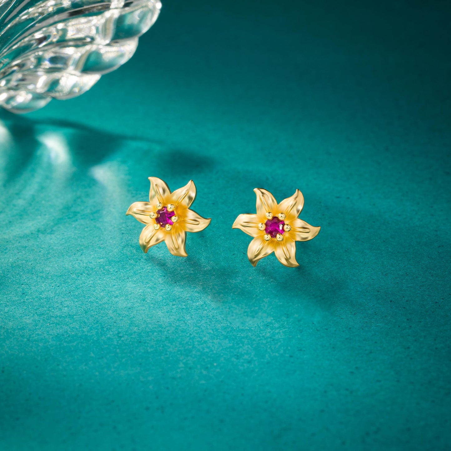 red blooming star studs