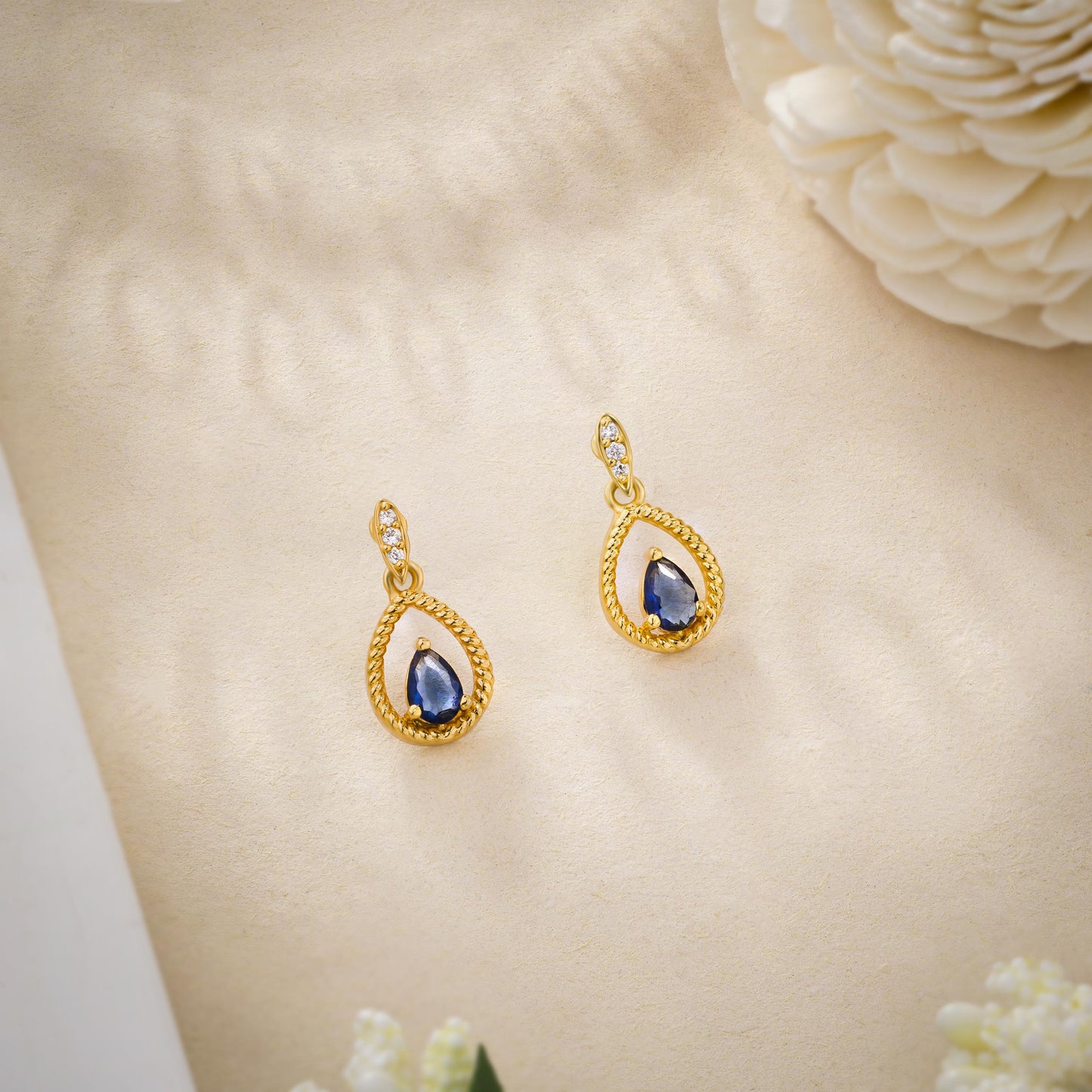 blue crimson teardrop earrings