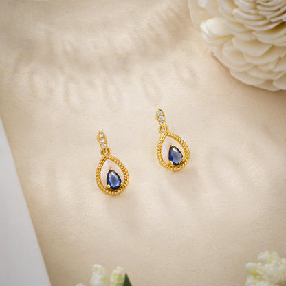 Blue Crimson Teardrop Earrings