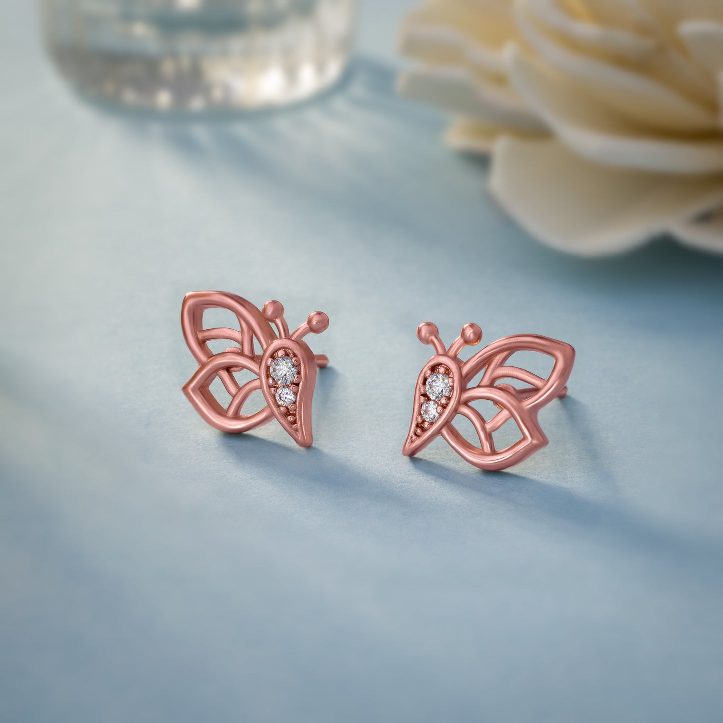 butterfly earring rose gold and diamonds