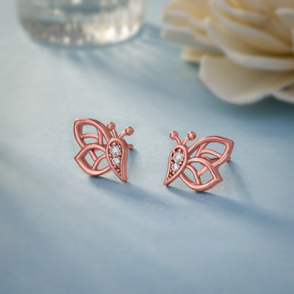 Butterfly Earring Rose Gold and Diamonds