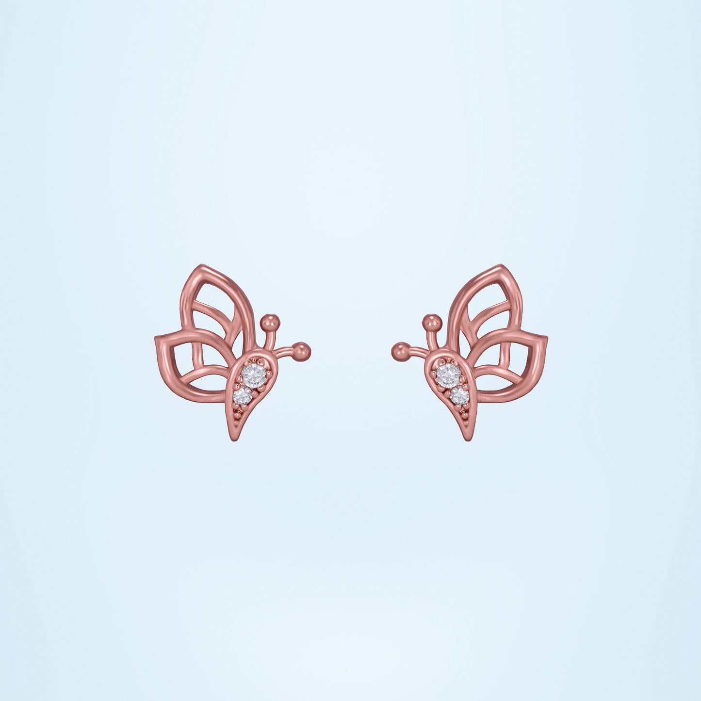 butterfly earring rose gold and diamonds