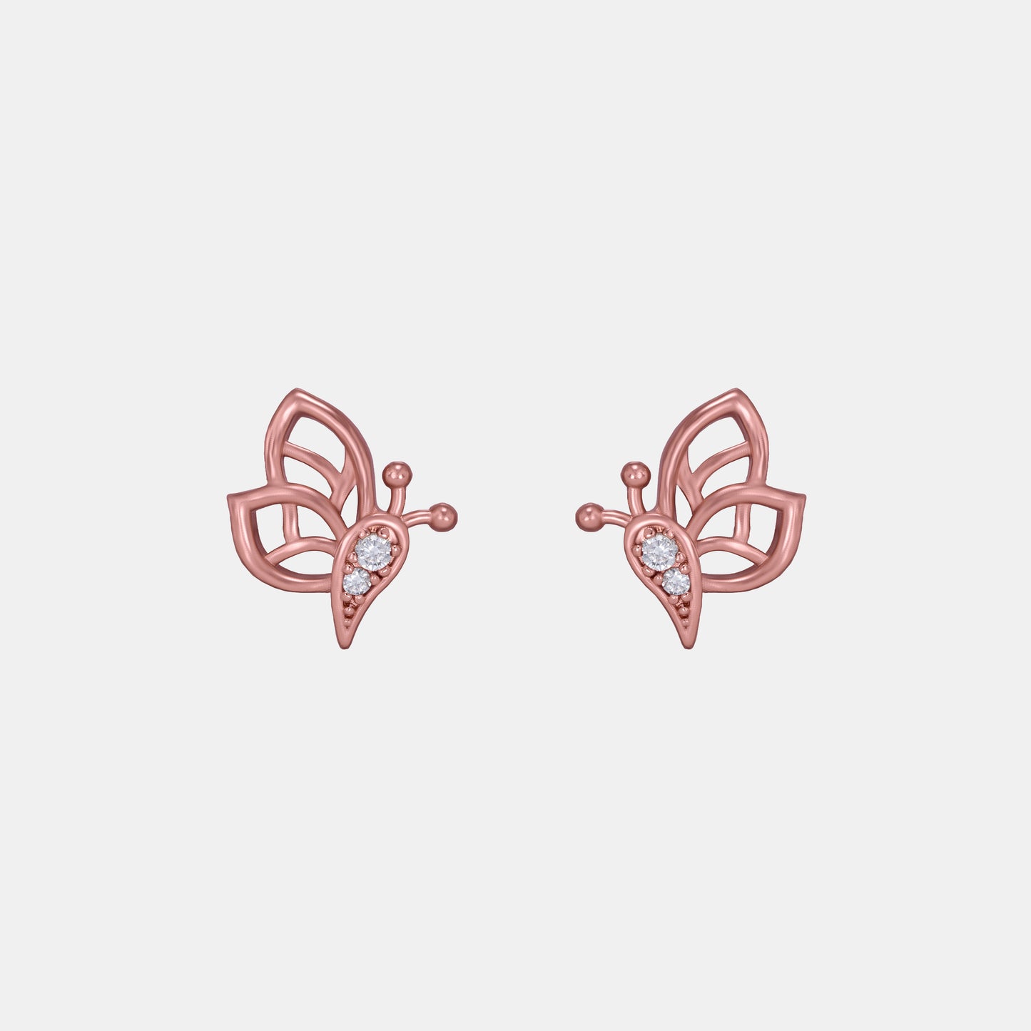 butterfly earring rose gold and diamonds