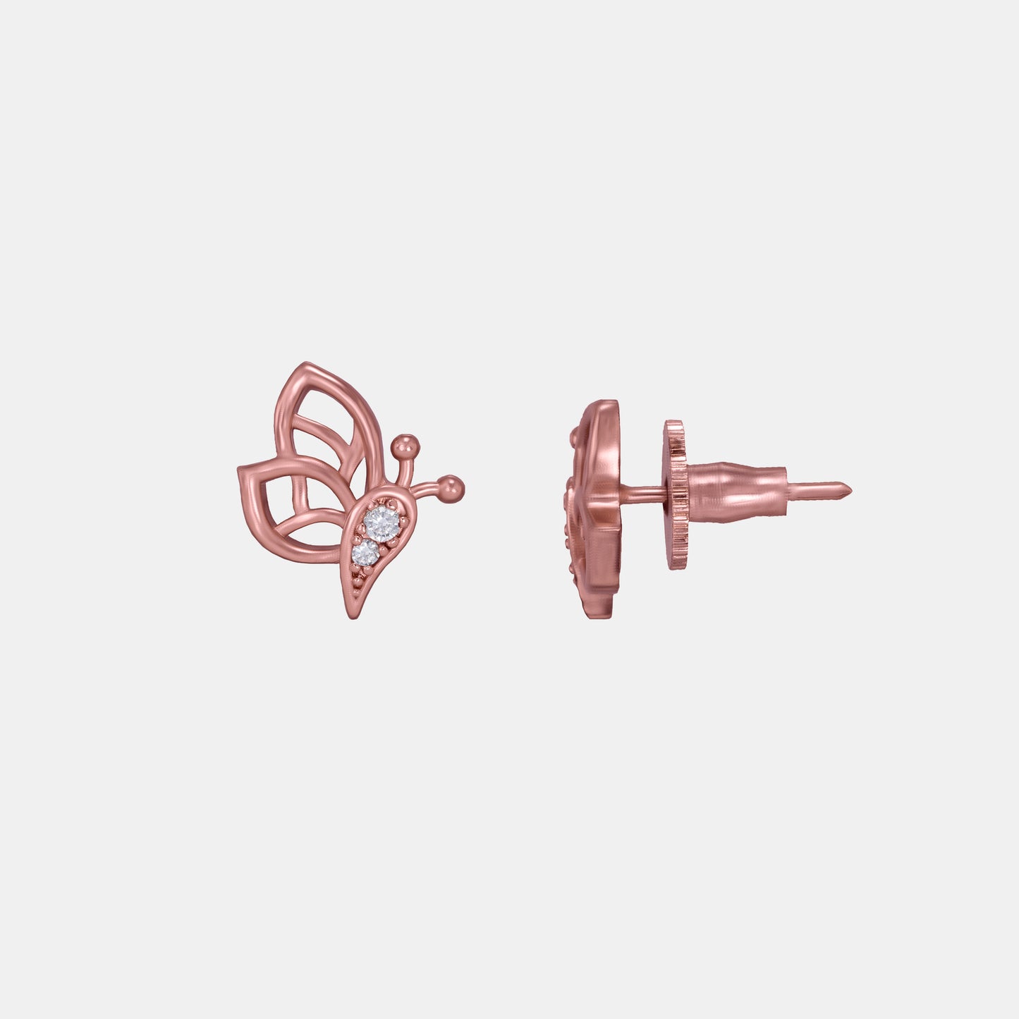 butterfly earring rose gold and diamonds