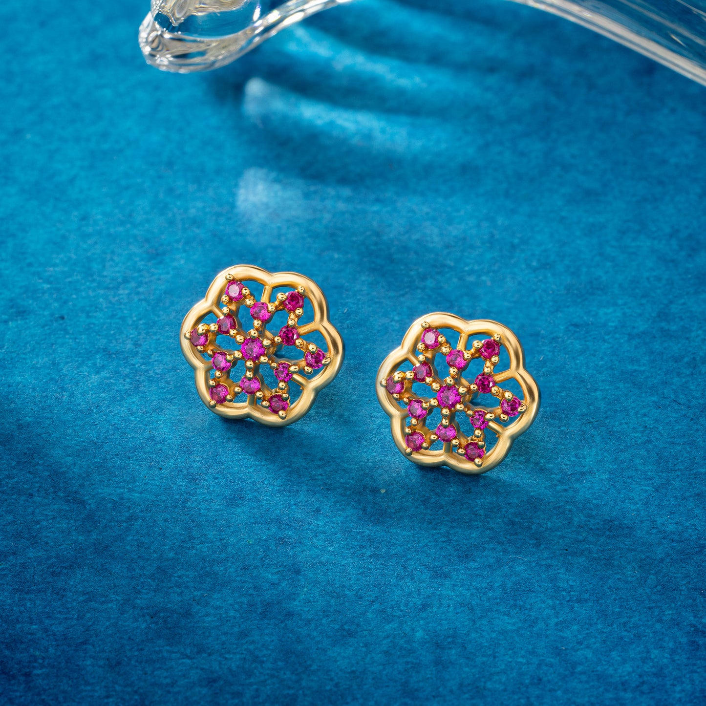 red floral elegance studs