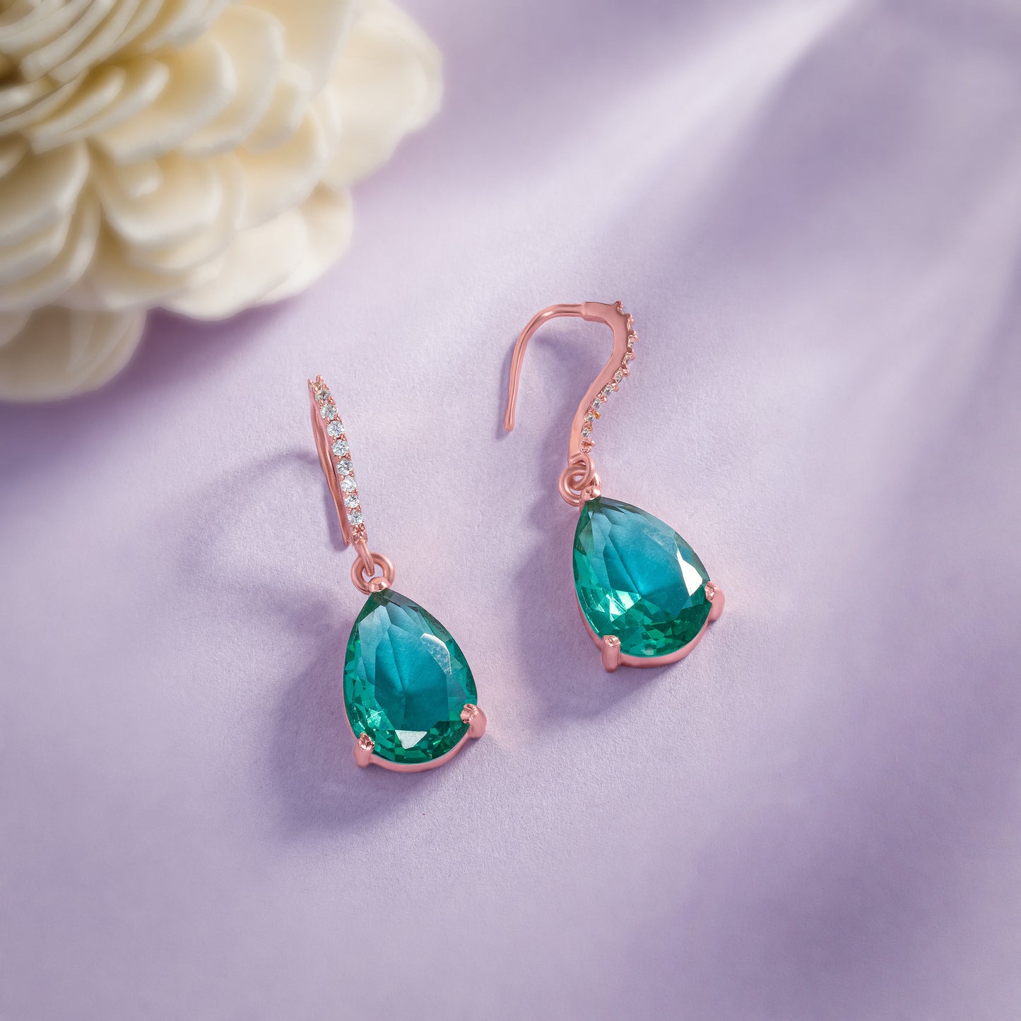 rose gold earrings with stones