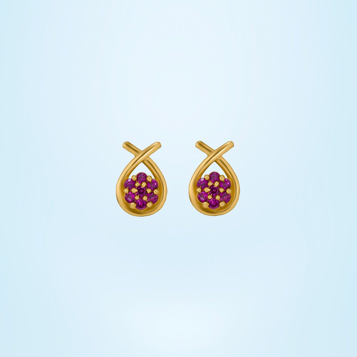 pair of golden earrings with white stones