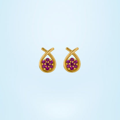 Pair of Golden Earrings with White Stones