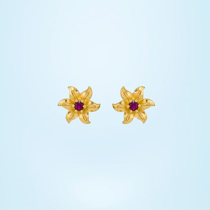 Red Blooming Star Studs