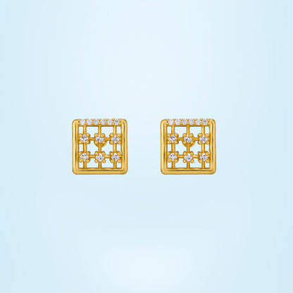 Pair of Golden Earrings with Diamonds