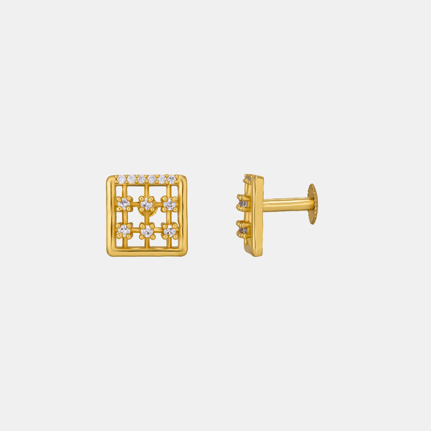 pair of golden earrings with diamonds