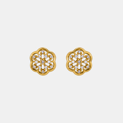 Pair of Golden Earrings with White Diamonds