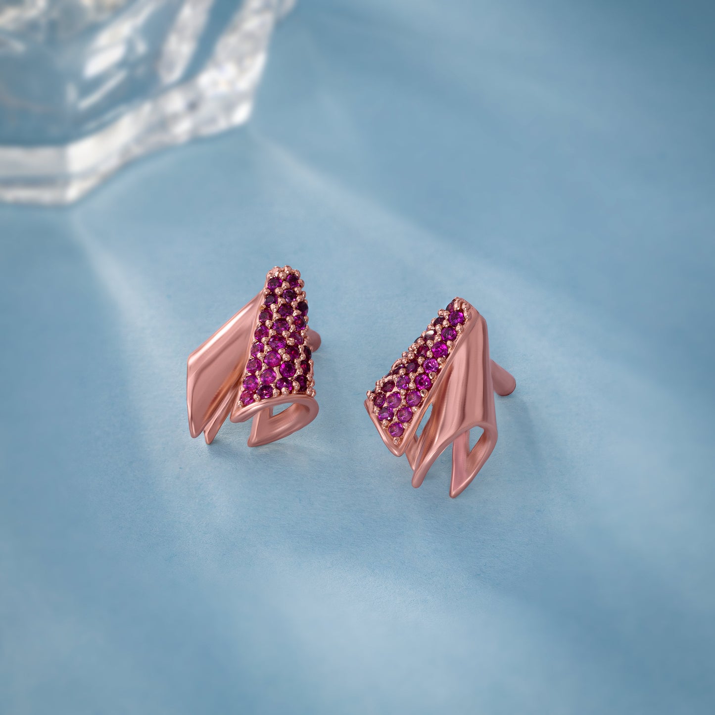 rose gold and sapphire earrings