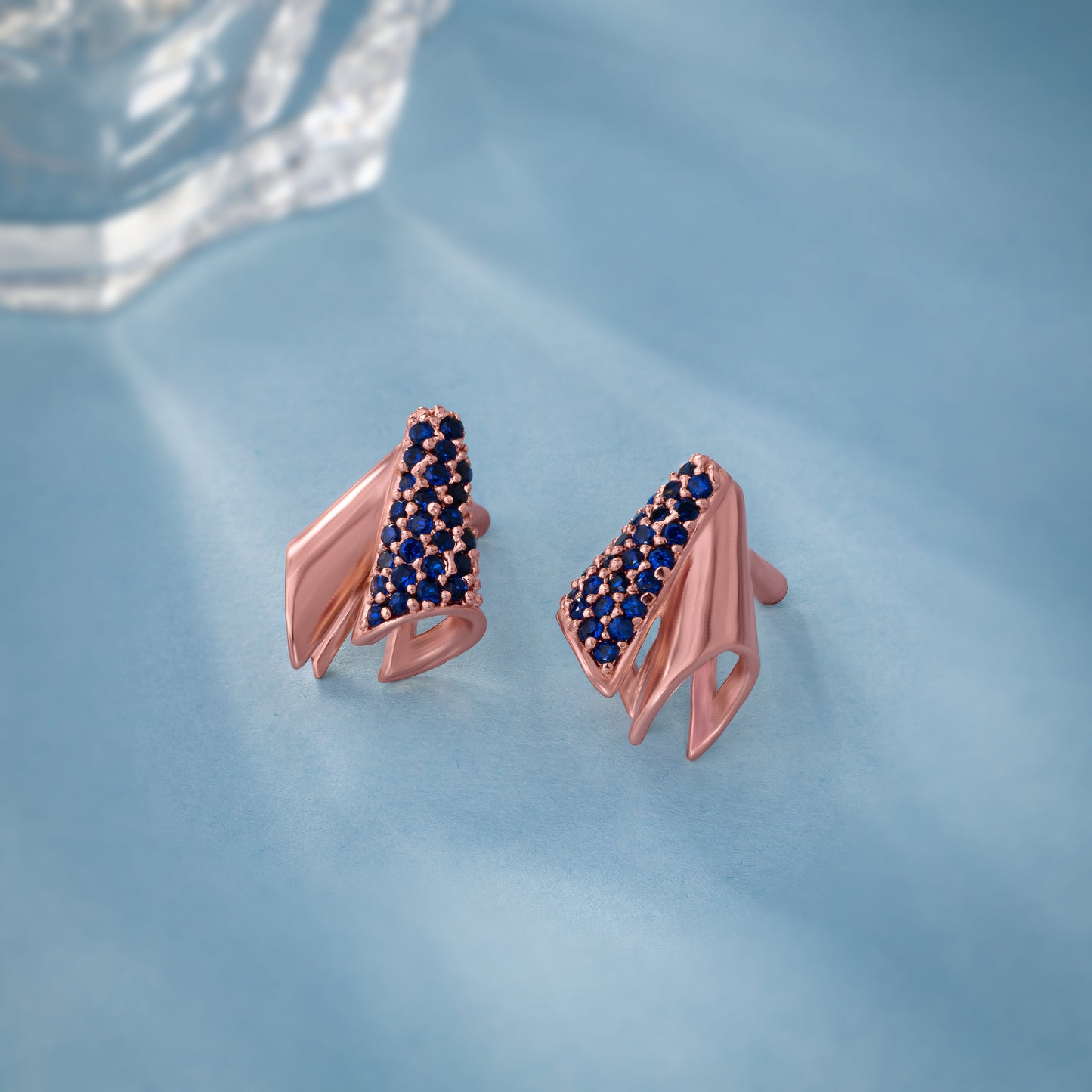 rose gold and sapphire earrings