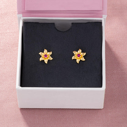 Red Blooming Star Studs