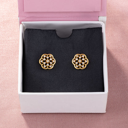 Pair of Golden Earrings with White Diamonds