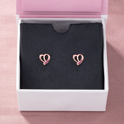 Pair of Rose Gold Earrings with Sapphire Stones