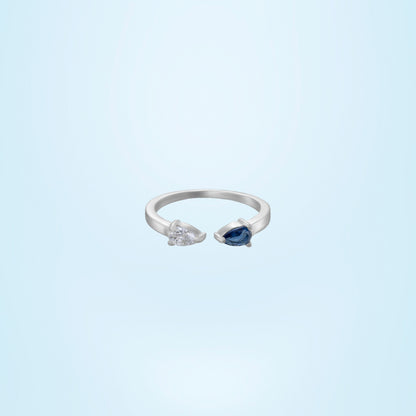 Silver Ring with a Blue Stone and a Diamond