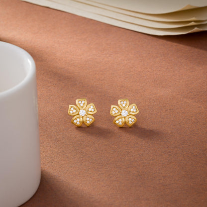 Earring_White Stone_Golden_1