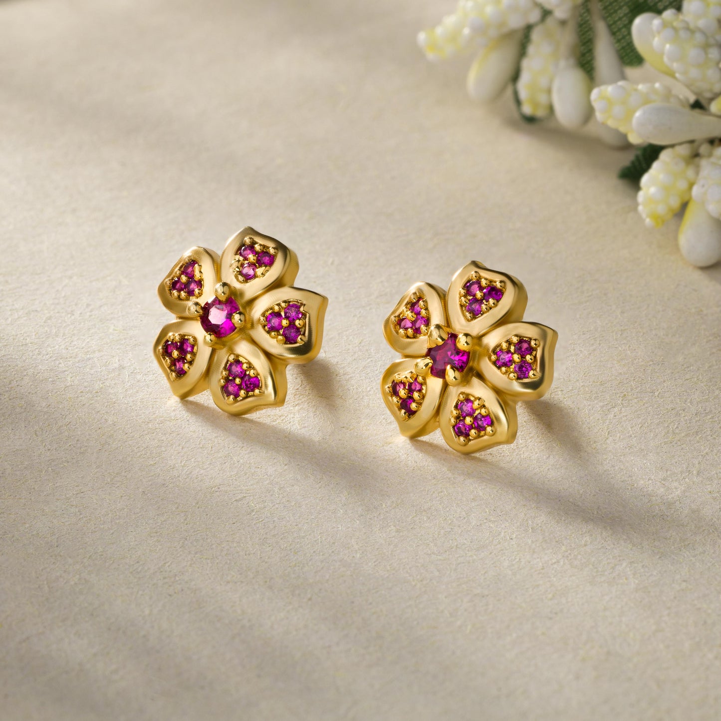 red blossom radiance earrings