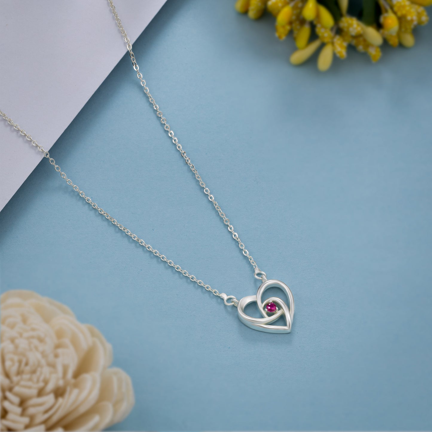 silver red radiant elegance pendant