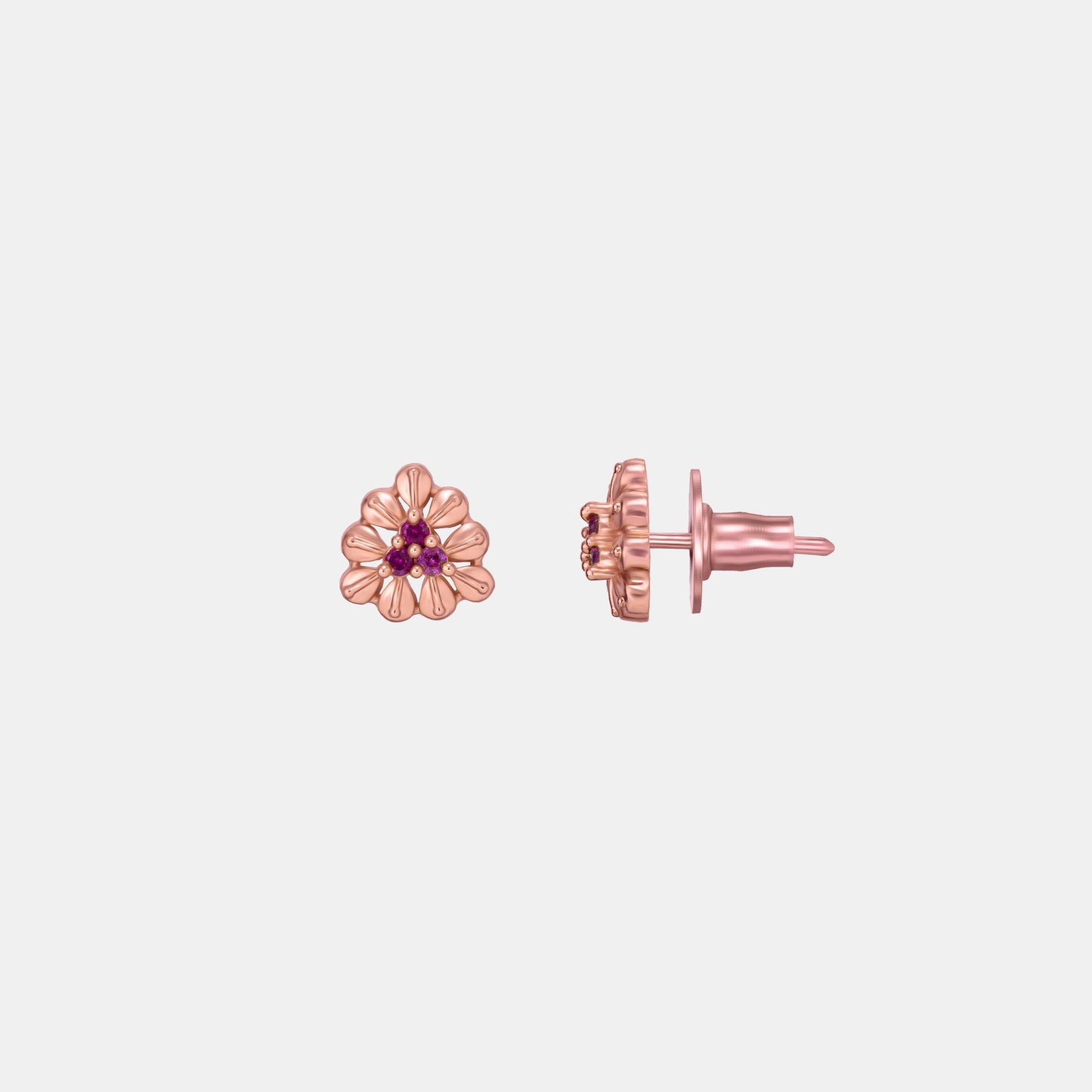 rose gold and flower earrings