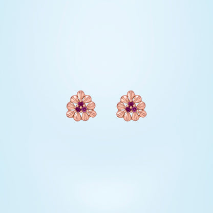 Rose Gold and Flower Earrings