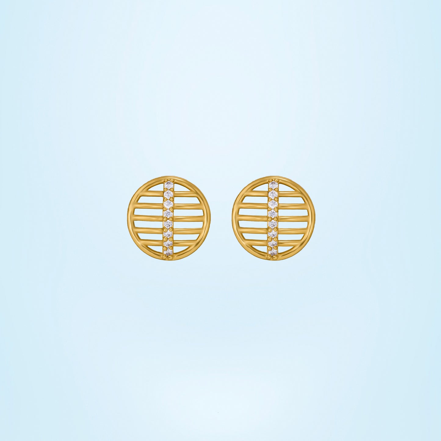 pair of golden earrings with diamonds