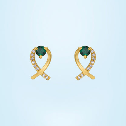 Emerald Infinity Earrings