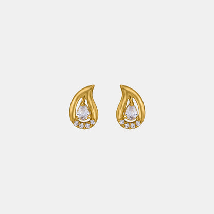 Pair of Golden Earrings with White Stones